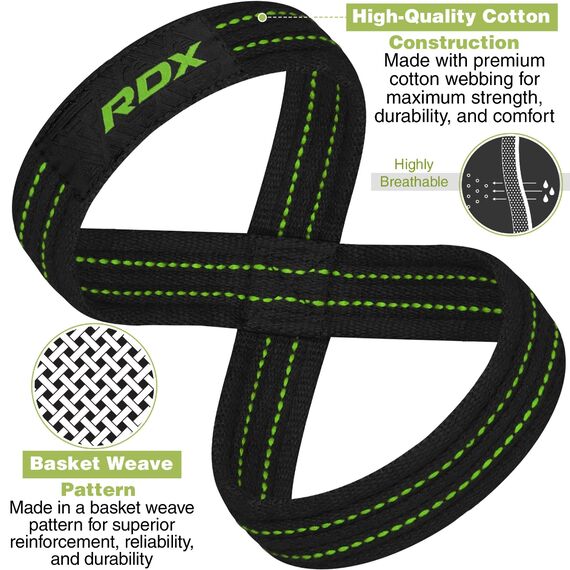 RDX Gym Lifting Cotton Straps, Size: L, Colour: Green, 8 image