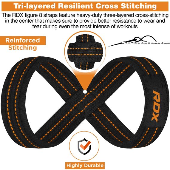 RDX Gym Lifting Cotton Straps, Size: L, Colour: Orange, 10 image