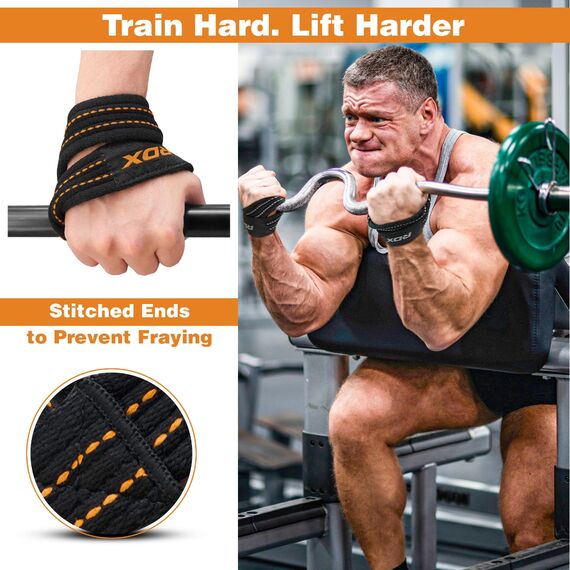 RDX Gym Lifting Cotton Straps, Size: L, Colour: Orange, 3 image
