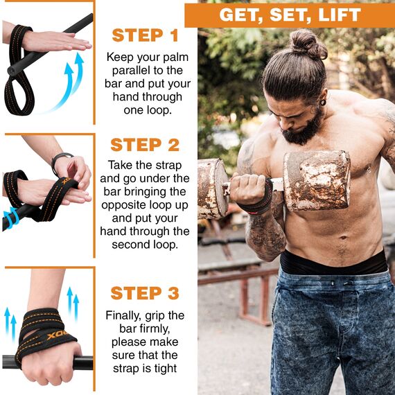 RDX Gym Lifting Cotton Straps, Size: L, Colour: Orange, 5 image