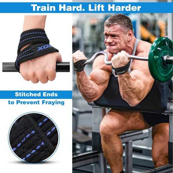 RDX Gym Lifting Cotton Straps, Size: L, Colour: Blue, 7 image