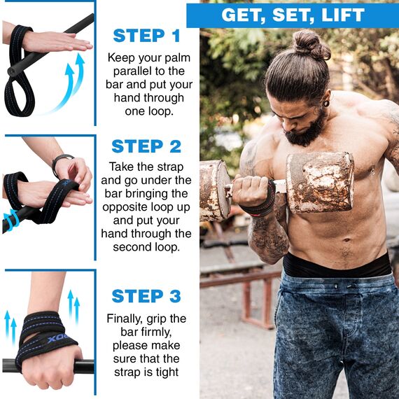 RDX Gym Lifting Cotton Straps, Size: L, Colour: Blue, 9 image