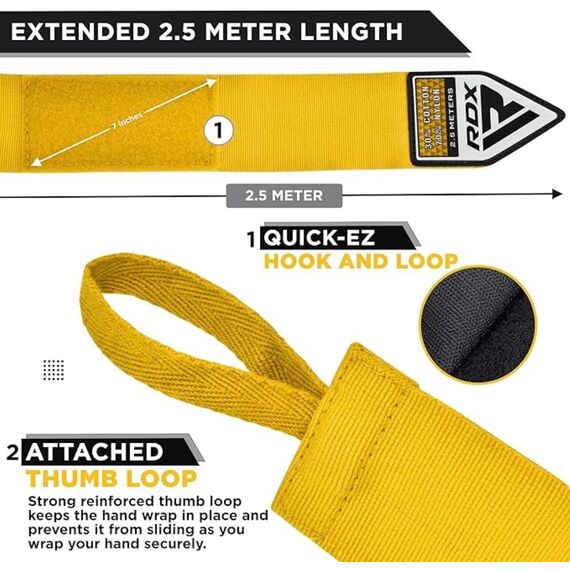 Professionelle Boxen Hand Bandagen, Farbe: Gelb, Länge: 2.5m, 6 image