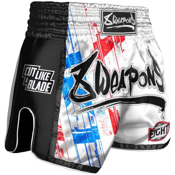 8 Weapons Muay Thai Shorts Super Mesh - Cut like a blade, Colour: Weiss, Size: M