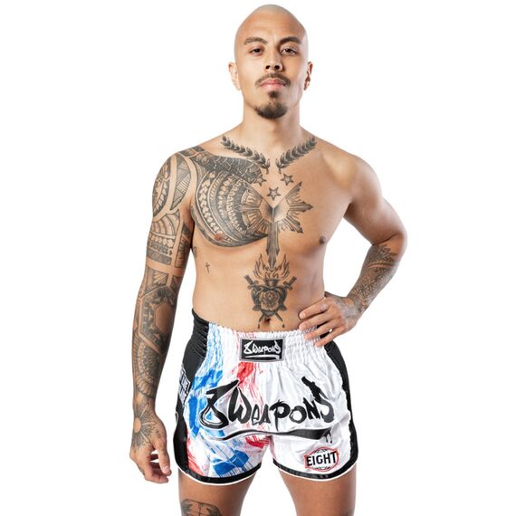 8 Weapons Muay Thai Shorts Super Mesh - Cut like a blade, Colour: Weiss, Size: M, 4 image