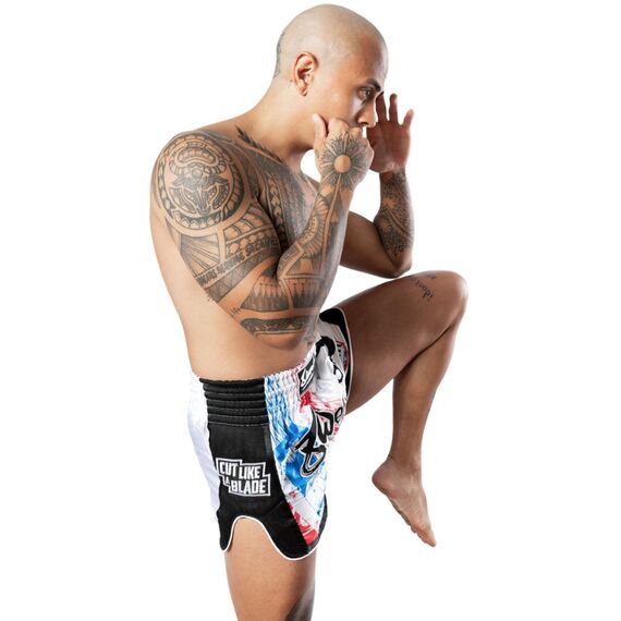 8 Weapons Muay Thai Shorts Super Mesh - Cut like a blade, Colour: Weiss, Size: M, 5 image
