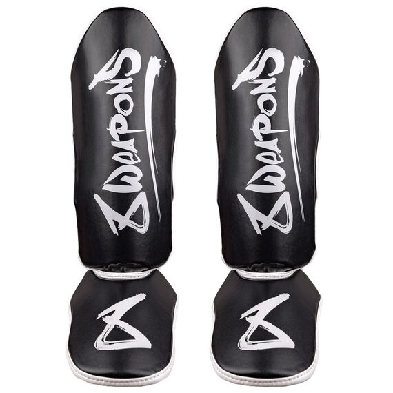 8 WEAPONS Shin Guards, Kids, Unlimited 2.0, black-white, S/M, Size: S/M, Colour: Schwarz, 2 image