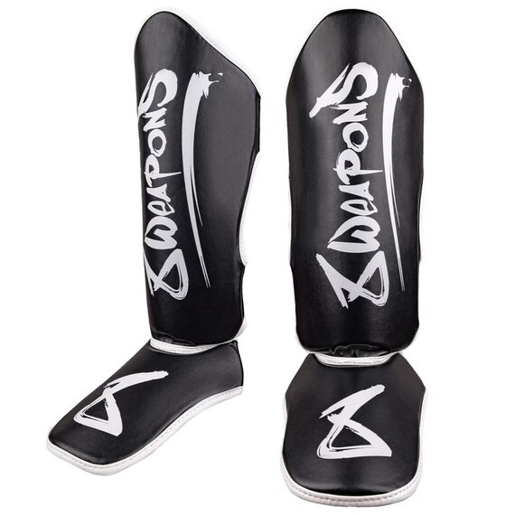 8 WEAPONS Shin Guards, Kids, Unlimited 2.0, black-white, L/XL, Size: L/XL, Colour: Schwarz
