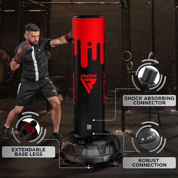 Free Standing Punch Bag F9 + Bag Mitts, Colour: Rot, Length: 1.8m, 10 image