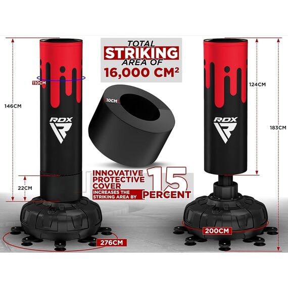 Free Standing Punch Bag F9 + Bag Mitts, Colour: Rot, Length: 1.8m, 3 image