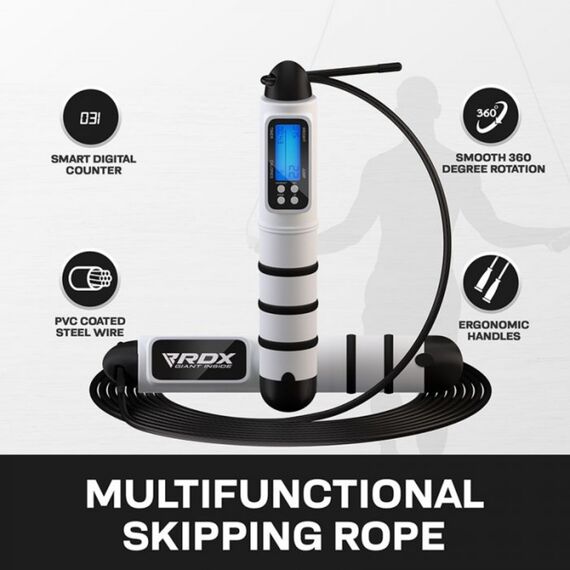 RDX Jumping rope with calories counter, Colour: Weiss, Length: 3.10m, 3 image