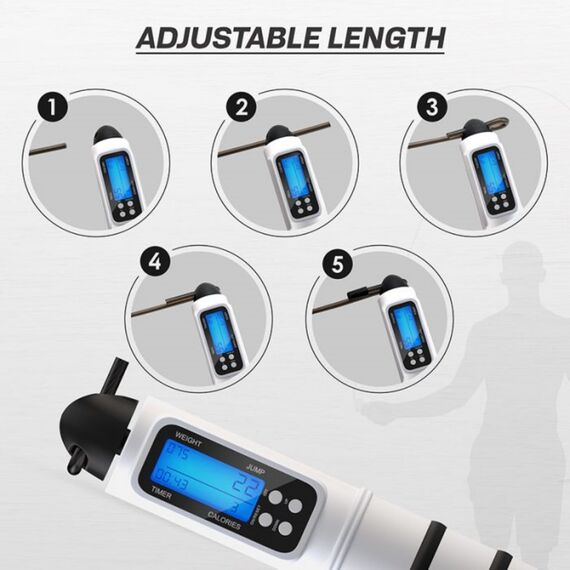 RDX Jumping rope with calories counter, Colour: Weiss, Length: 3.10m, 8 image