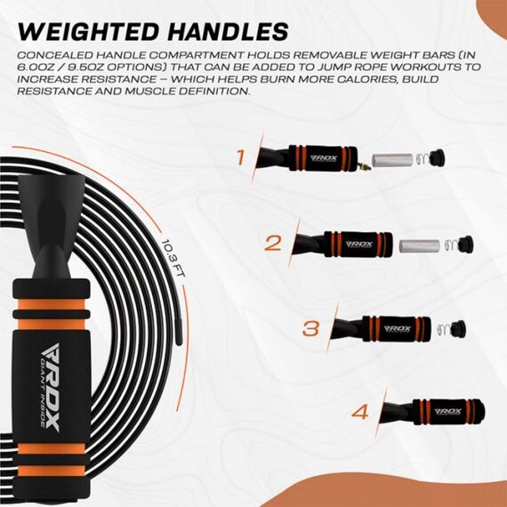 Skipping Rope With Weight X2 Orange-10.3Ft (15756), Colour: Orange, Length: 304 cm, 7 image