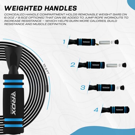 Skipping Rope With Weight X2 Blue-10.3Ft (15763), Colour: Blue, Length: 304 cm, 5 image