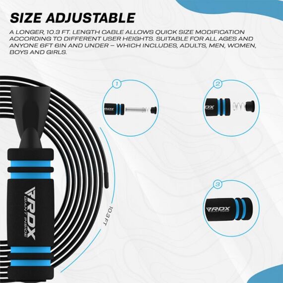 Skipping Rope With Weight X2 Blue-10.3Ft (15763), Colour: Blue, Length: 304 cm, 6 image