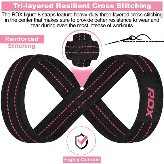 RDX Gym Lifting Cotton Straps, Size: M, Colour: Rosa, 10 image