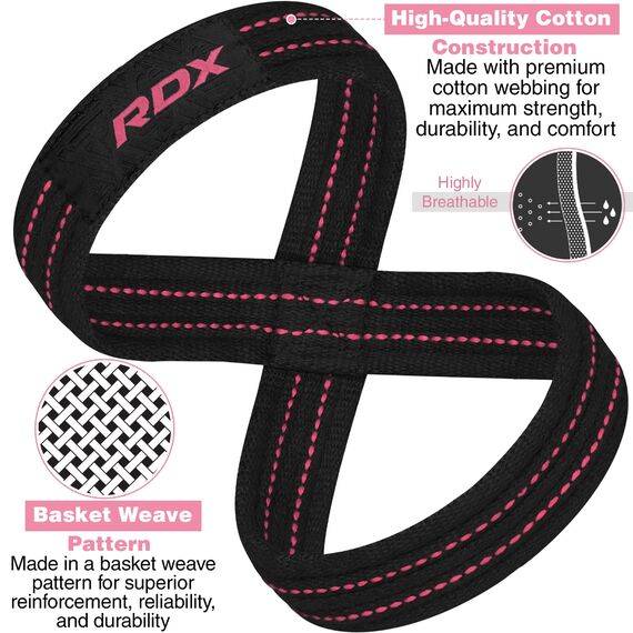 RDX Gym Lifting Cotton Straps, Size: M, Colour: Rosa, 4 image