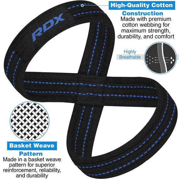 RDX Gym Lifting Cotton Straps, Size: M, Colour: Blue, 9 image
