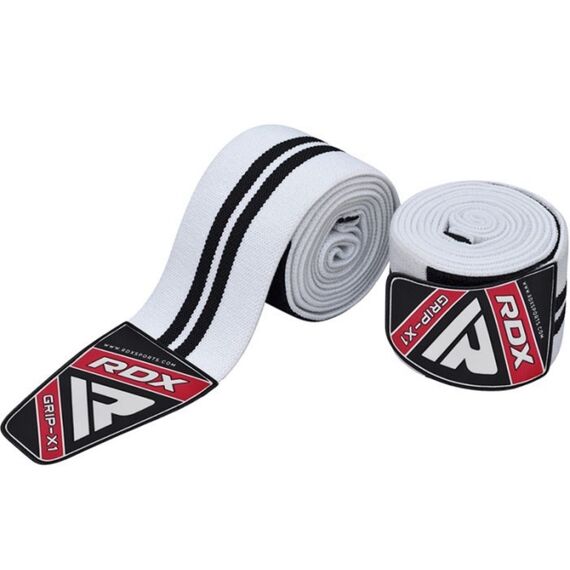Gym Knee Wraps White/Black Plus, Size: One Size, Colour: Weiss, 2 image