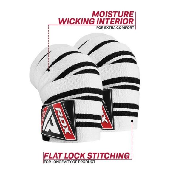 Gym Knee Wraps White/Black Plus, Size: One Size, Colour: Weiss, 3 image