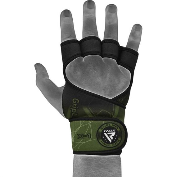 Weight Lifting Gloves X1 Army Green Long Strap, Colour: Green, Size: L-XL, 2 image