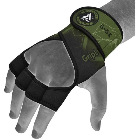 Weight Lifting Gloves X1 Army Green Long Strap, Colour: Green, Size: L-XL, 4 image