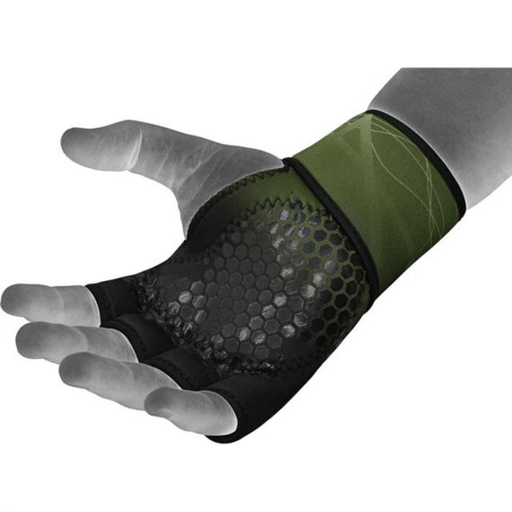 Weight Lifting Gloves X1 Army Green Long Strap, Colour: Green, Size: L-XL, 5 image
