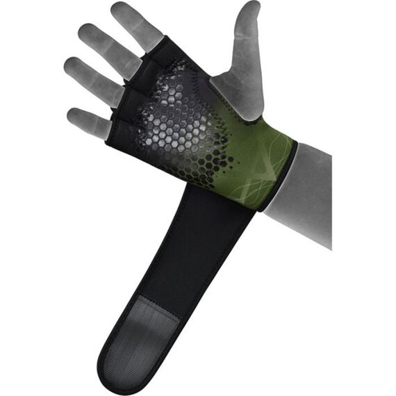 Weight Lifting Gloves X1 Army Green Long Strap, Colour: Green, Size: L-XL, 6 image