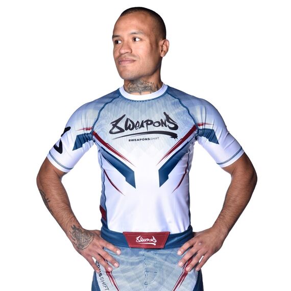 8 WEAPONS Rashguard, S/S, Shift, white-navy-red, S, Size: S, Colour: Weiss, 3 image