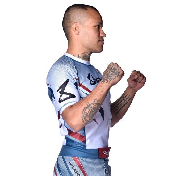 8 WEAPONS Rashguard, S/S, Shift, white-navy-red, S, Size: S, Colour: Weiss, 4 image