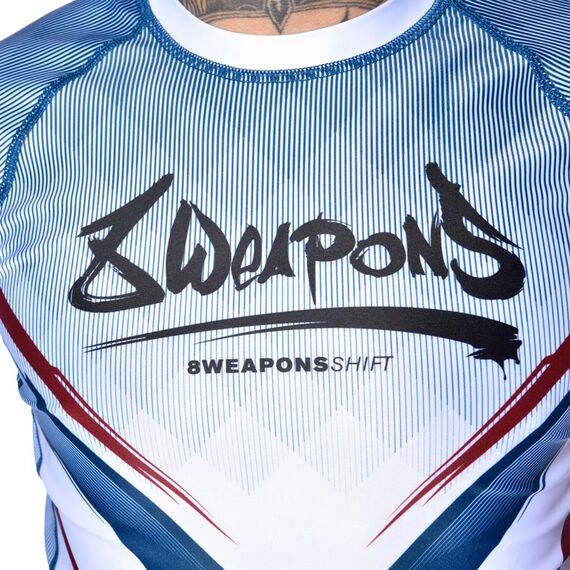 8 WEAPONS Rashguard, S/S, Shift, white-navy-red, S, Size: S, Colour: Weiss, 6 image