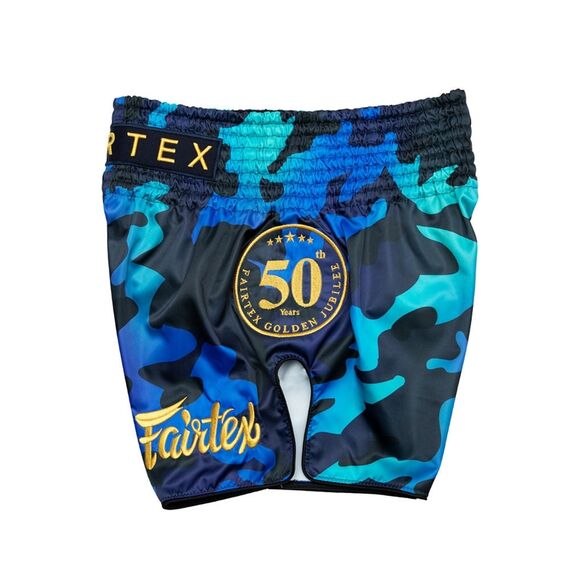 Muay Thai Shorts Fairtex Golden Jubilee, Size: M, Colour: Blue, 3 image