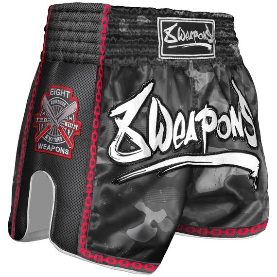 8 WEAPONS Muay Thai Shorts, Urban Camo 2.0, Size: S, Colour: Schwarz
