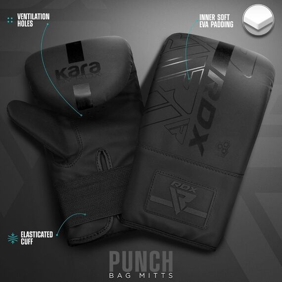 RDX Full Black Body Punch Bag with Training Mitts, Colour: Schwarz, Additional Weight: 28 kg, 6 image
