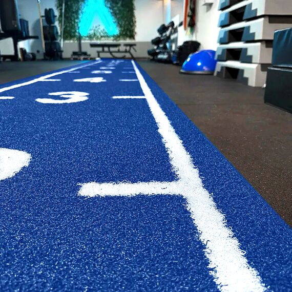 Piste de course "Sled Track" en gazon synthétique gradué GladiatorFit | Bleu 1000x200 CM, 9 image