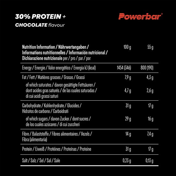 30% Protein+ 55g PowerBar (pack of 15) | Chocolate, 3 image