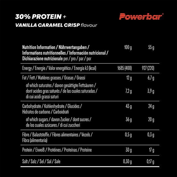30% Protein+ 55g PowerBar (pack of 15) | Vanilla Caramel, 3 image