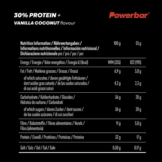 30% Protein+ 55g PowerBar (pack of 15) | Vanilla Coconut, 3 image