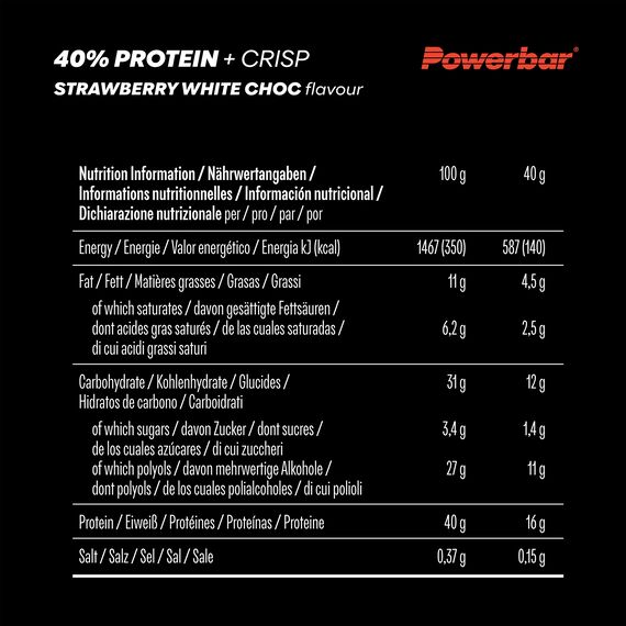 40% Crisp protein bar 40g PowerBar (pack of 12) | Strawberry White Chocolate, 3 image