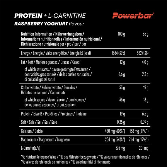 L-Carnitine Protein Bar 35g Raspberry PowerBar (pack of 30), 3 image