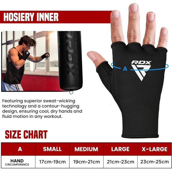 RDX Inner Gloves, Size: M, Colour: Schwarz, 6 image