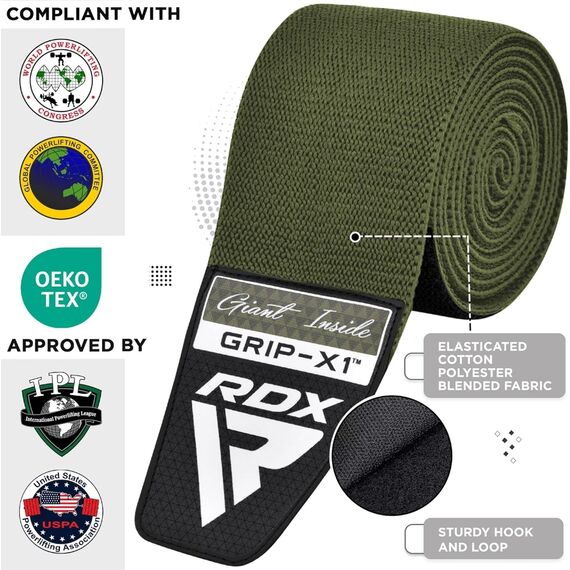 Gym Knee Wraps K1, Size: One Size, Colour: Khaki, 2 image