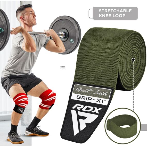 Gym Knee Wraps K1, Size: One Size, Colour: Khaki, 4 image