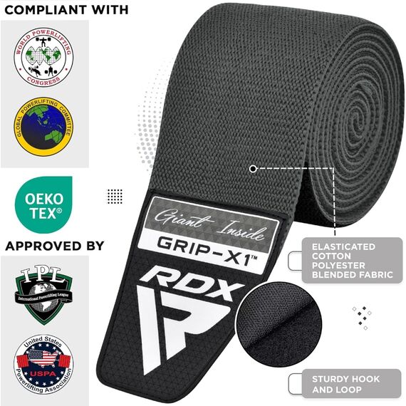 Gym Knee Wraps K1, Size: One Size, Colour: Grey, 2 image