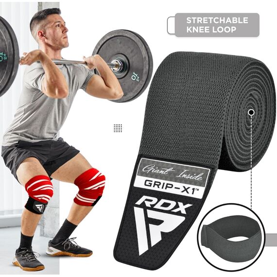 Gym Knee Wraps K1, Size: One Size, Colour: Grey, 4 image