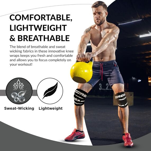 Gym Knee Wraps K1, Size: One Size, Colour: Grey, 7 image