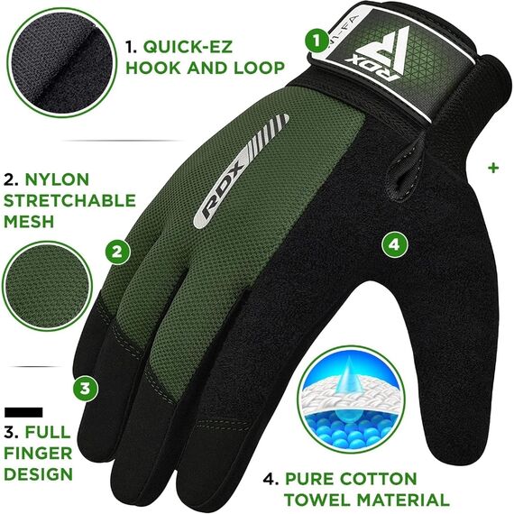 Gym Gloves W1 – Full Finger, Size: XL, Colour: Green, 4 image