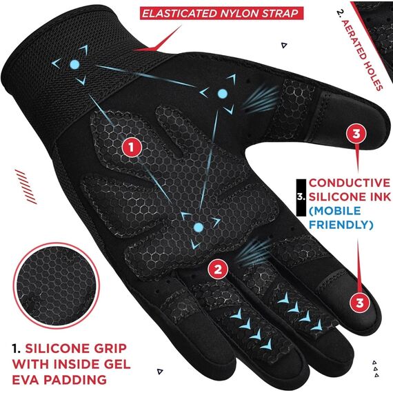 Gants de musculation W1 – Gants entiers, Taille: S, Couleur: Noir, 2 image