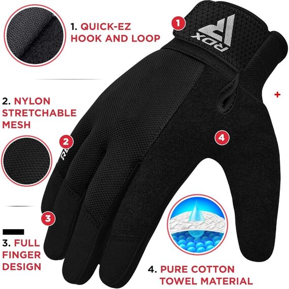 Gants de musculation W1 – Gants entiers, Taille: S, Couleur: Noir, 4 image