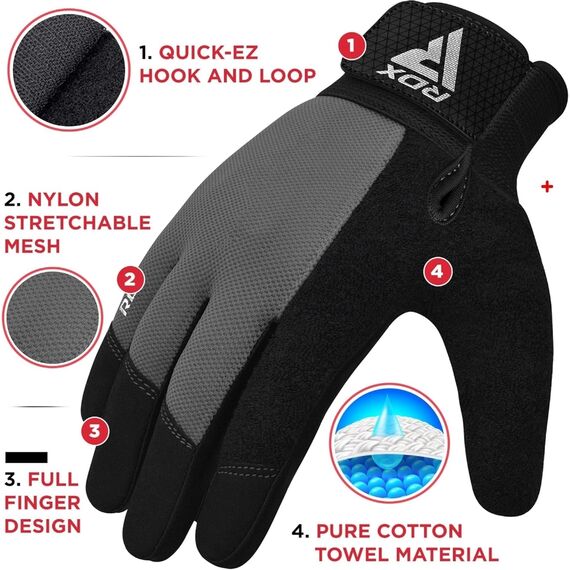 Fitness-Handschuhe W1 – Vollfinger, Bekleidungsgrösse: S, Farbe: Grau, 4 image